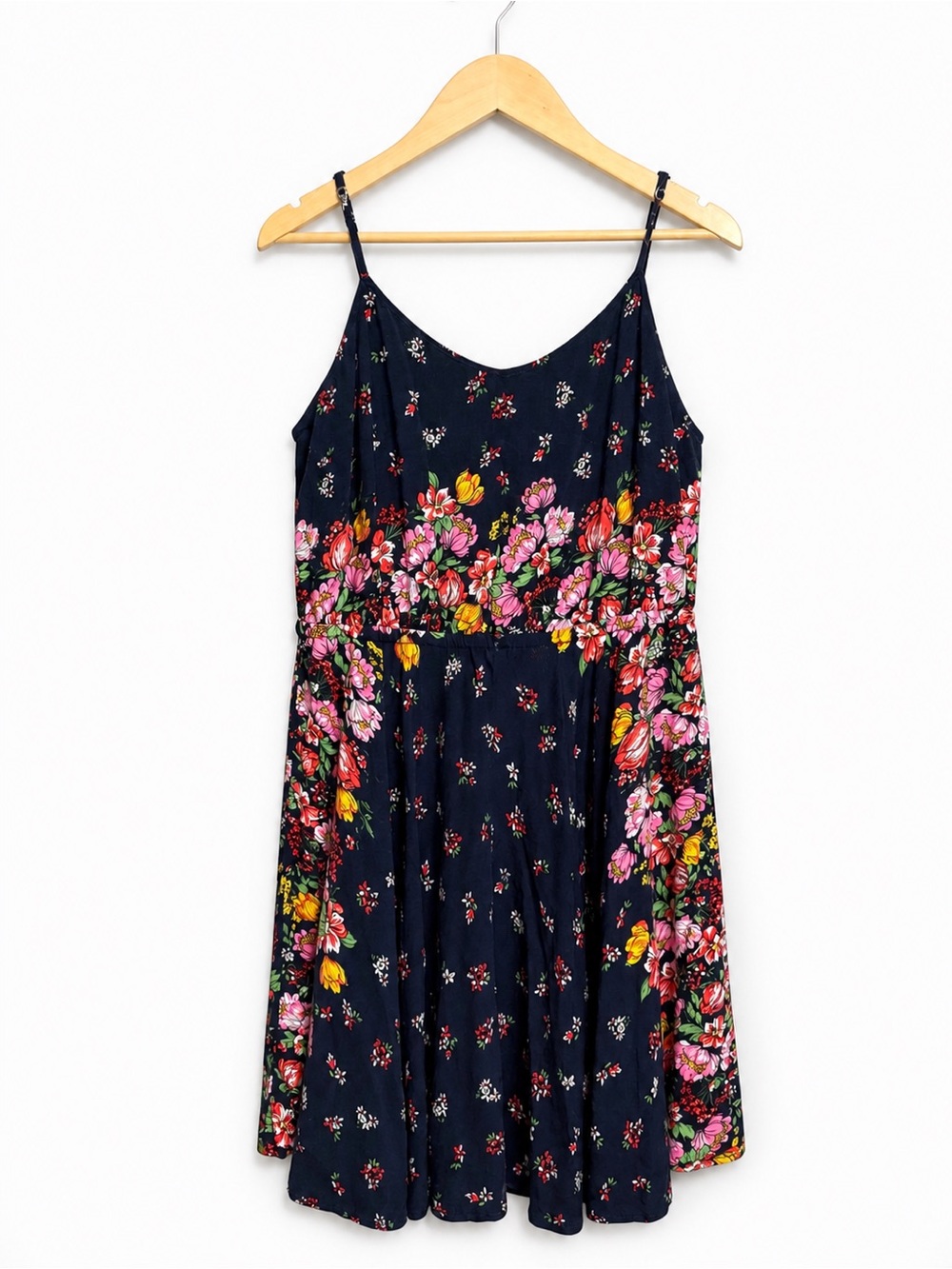 Aeropostale Black Floral Mini Dress with Pink & Yellow Blooms